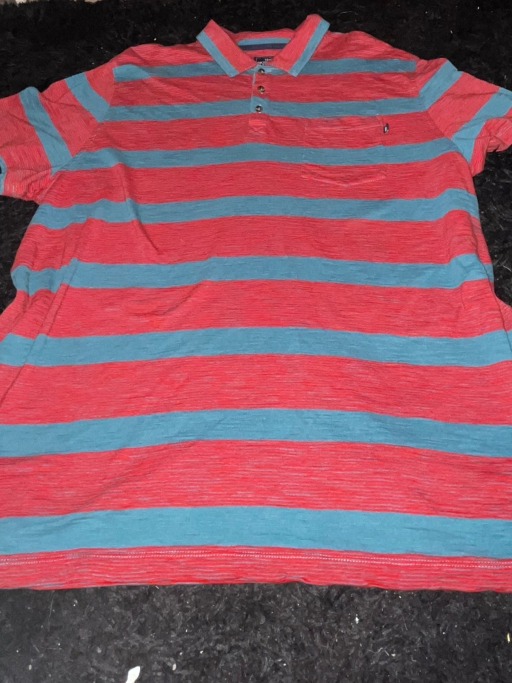 The North Face Red and Teal Striped Polo